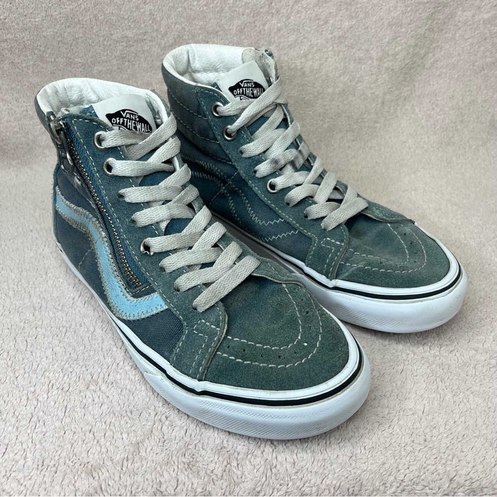 Vans Suede Sk8 Hi Zipper Sneakers Women’s 5.5 Blue Casual Skater Classic Boho